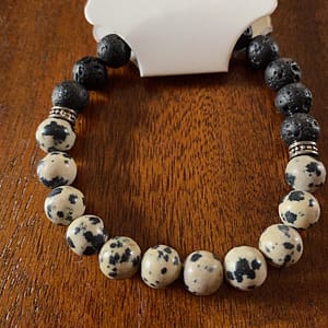 Dalmatian Jasper Gemstone Essential Oil Bracelet - 7"